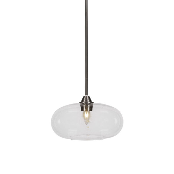 Paramount Brushed Nickel One-Light 13-Inch Pendant with Clear Bubble Glass, image 1