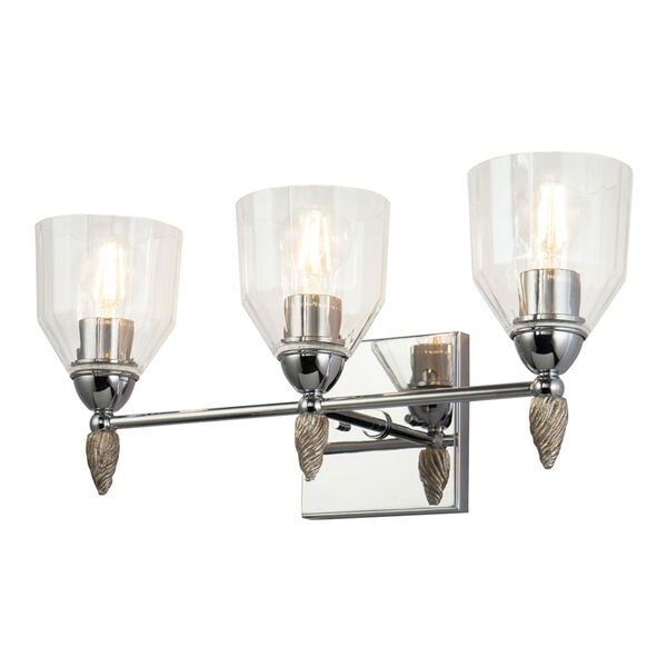 Fun Finial Polished Chrome Silver Three-Light Wall Sconce, image 1