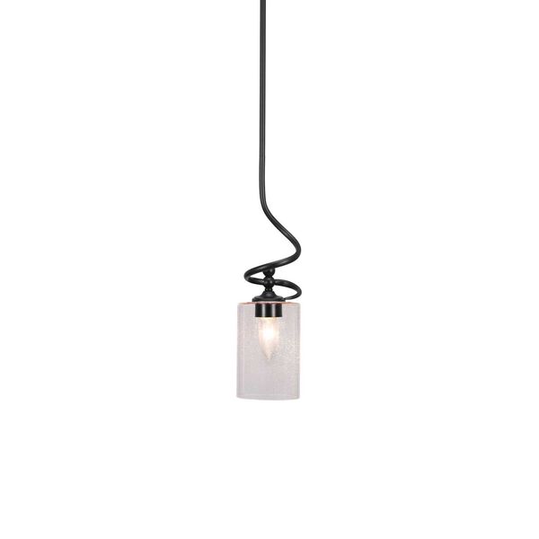 Capri Matte Black One-Light Mini Pendant with Clear Cylinder Bubble Glass, image 1