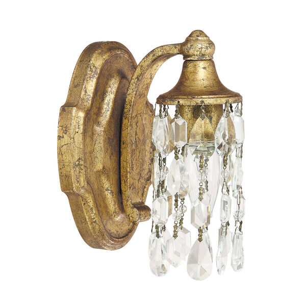 Blakely Antique Gold One Light Sconce with Crystals, image 1