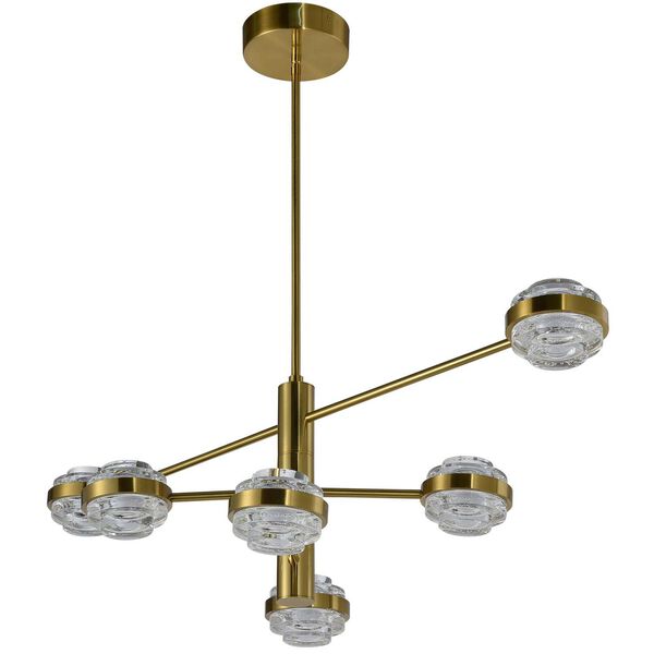 Milano Antique Brass Adjustable Six-Light Integrated LED Chandelier, image 1