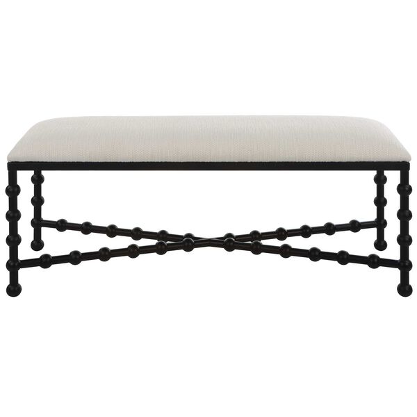 Iron Drops Satin Black and White Cushioned Bench, image 1