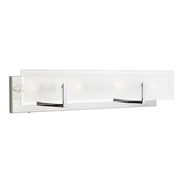 Syll Chrome Four-Light Bath Vanity with Clear Highlighted Satin Etched Shade, image 2