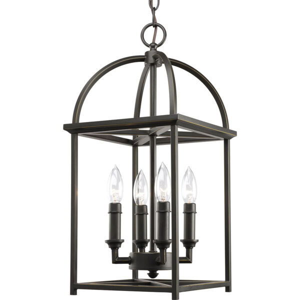 Piedmont Antique Bronze Four-Light Lantern Pendant with Matching Candle Sleeves, image 1