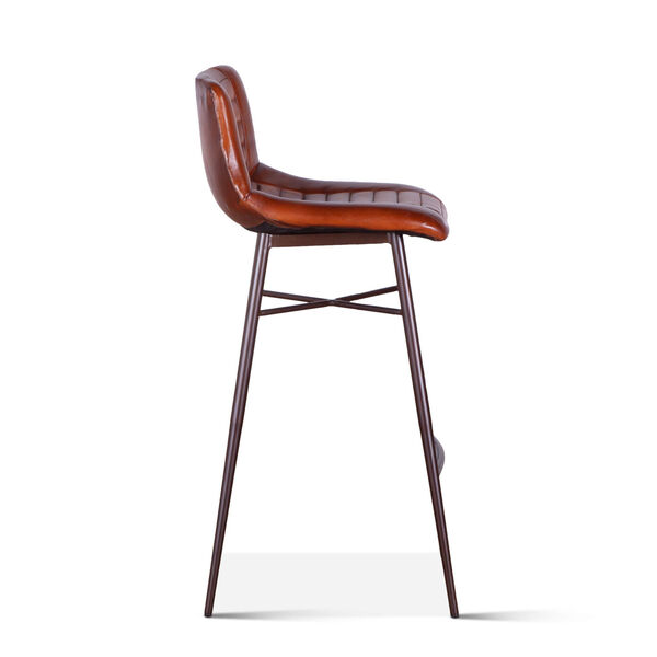 Hudson Brown Low Back Leather Bar Chair, image 4