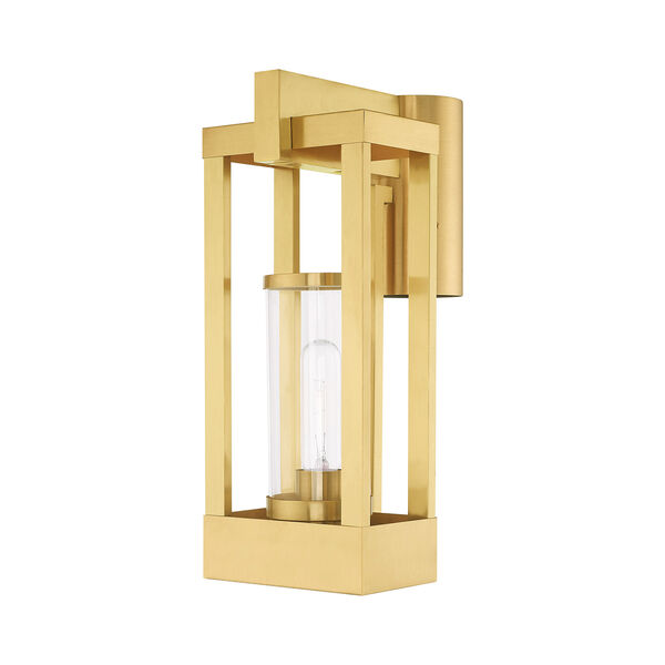 Delancey Satin Brass Post Top Lantern Transparent Glass, image 2