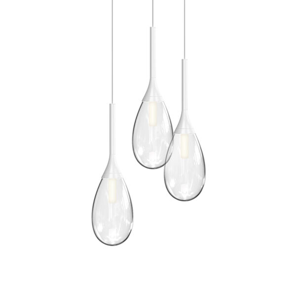 Parisone Satin White Three-Light LED Pendant with Clear Glass, image 1