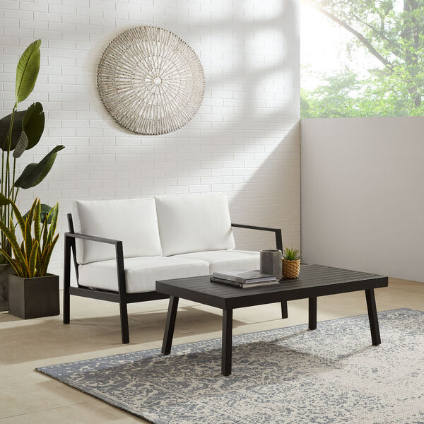 Monica Black and White Outdoor Loveseat, image 2