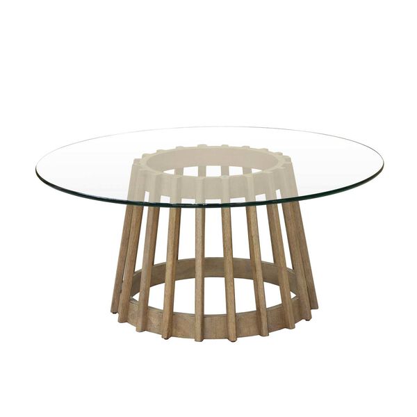 Catalina Wood Glass Round Glass Top Cocktail Table, image 3