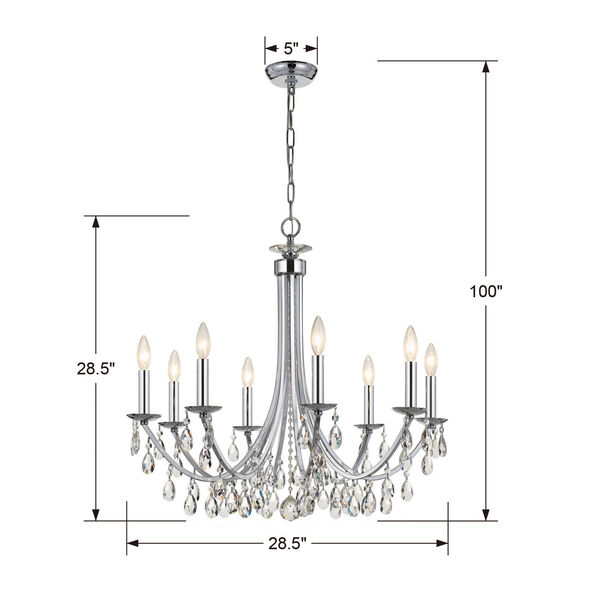 Bridgehampton Polished Chrome 28-Inch Eight-Light Faceted Crystal Chandelier, image 5