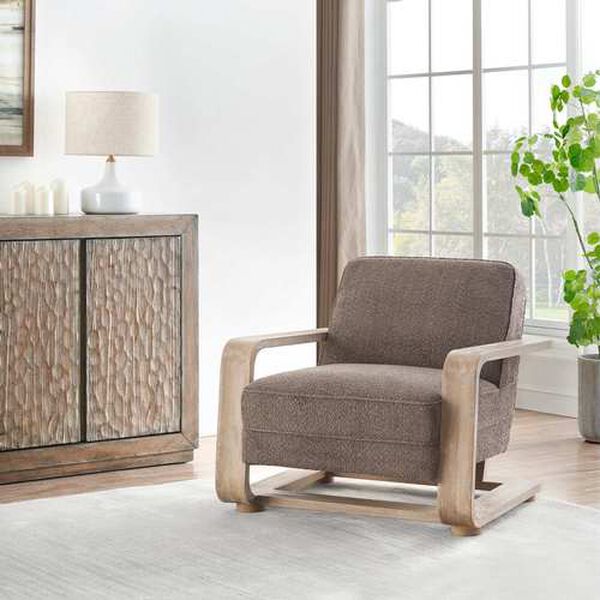 Roland Taylor Brown Upholstered Armchair with Wood Frame, image 5