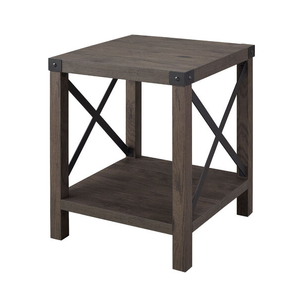 Farmhouse Metal-X Accent Table with Lower Shelf – Sable , image 4