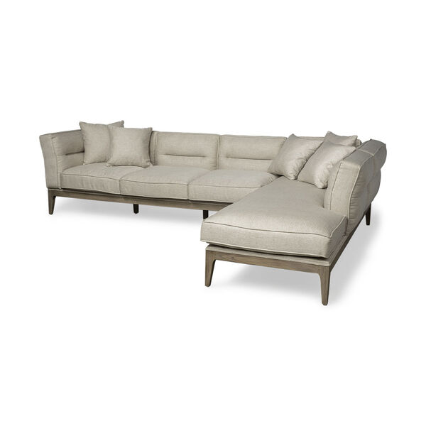 Denali III Cream Upholstered Right Four Seater Sectional Sofa, image 1