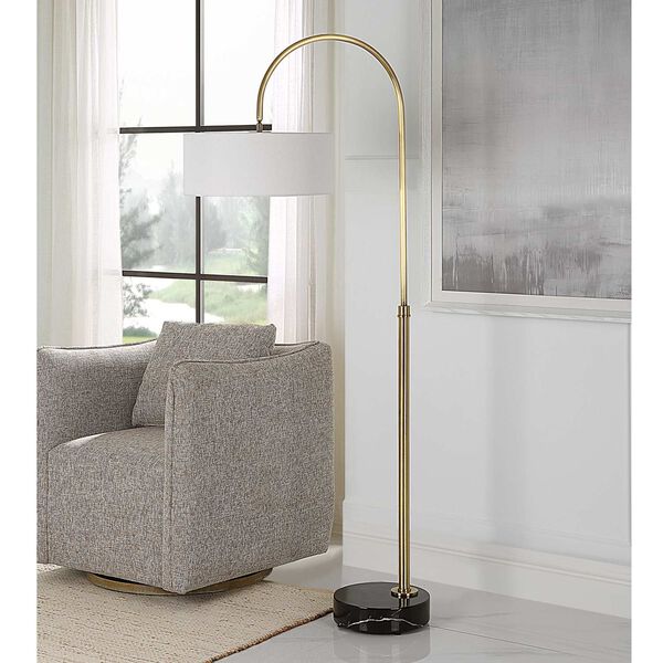 Huxford Antique Brass and Black Arch Floor Lamp, image 3