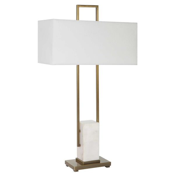 Column White and Brass Marble Table Lamp, image 4