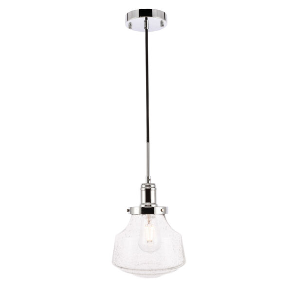Lyle Chrome Eight-Inch One-Light Mini Pendant with Clear Seeded Glass, image 4