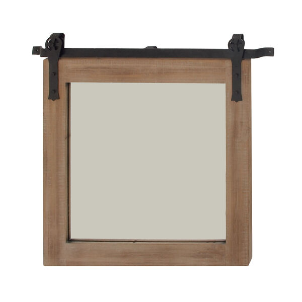 Brown Wood Wall Mirror, 31-Inch x 31-Inch, image 5