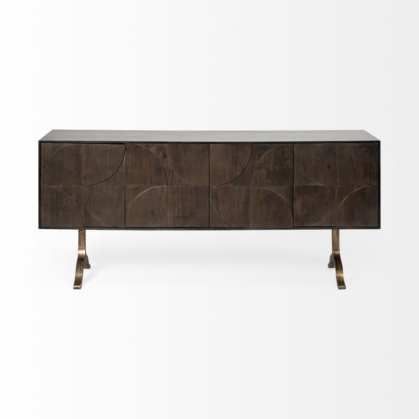 Xanti Brown and Gold Solid Wood Four-Door Sideboard, image 2