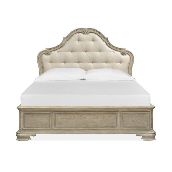 Jocelyn Weathered Taupe Complete King Bed with Upholstered Headboard, image 2