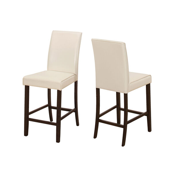 Dining Chair - 2 Piece / Ivory Leather-Look Counter Height, image 2