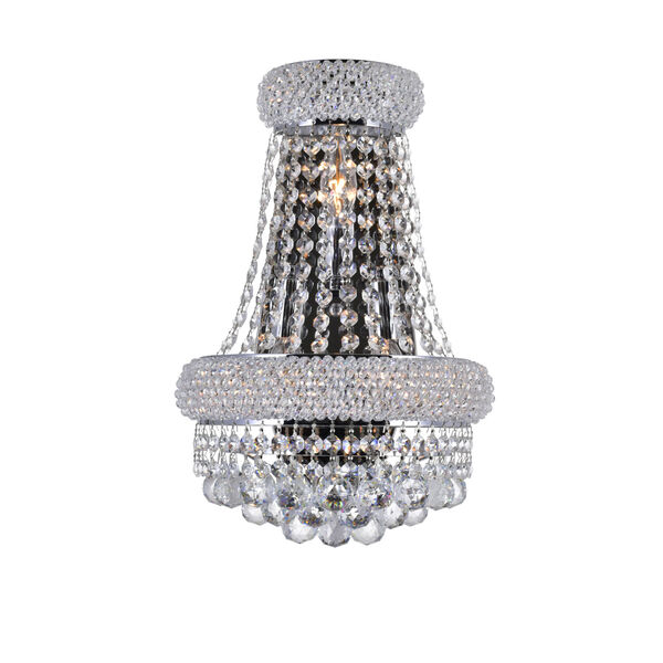 Empire Chrome Three-Light Wall Sconce with K9 Clear Crystal, image 1