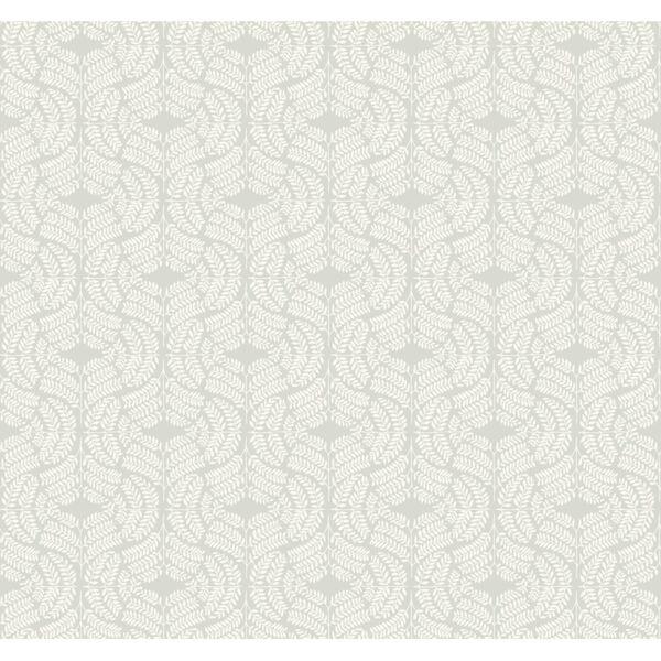 Handpainted  Light Gray Fern Tile Wallpaper, image 2
