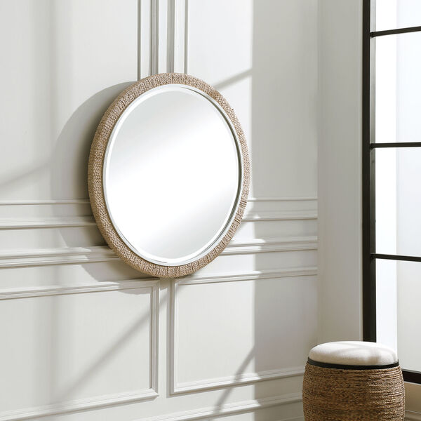 Carbet Matte White 40-Inch Round Rope Mirror, image 3