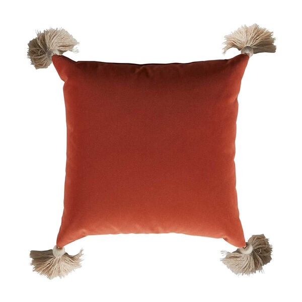 Terra Cotta Velvet and Almond 22 x 22 Inch Pillow with Tassel, image 2