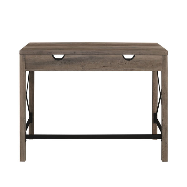 Gray and Black 42-Inch Metal and Wood Desk, image 3