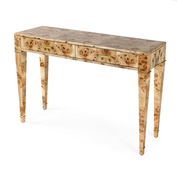 Kai Light Burl Two Drawer Wood Console Table, image 2