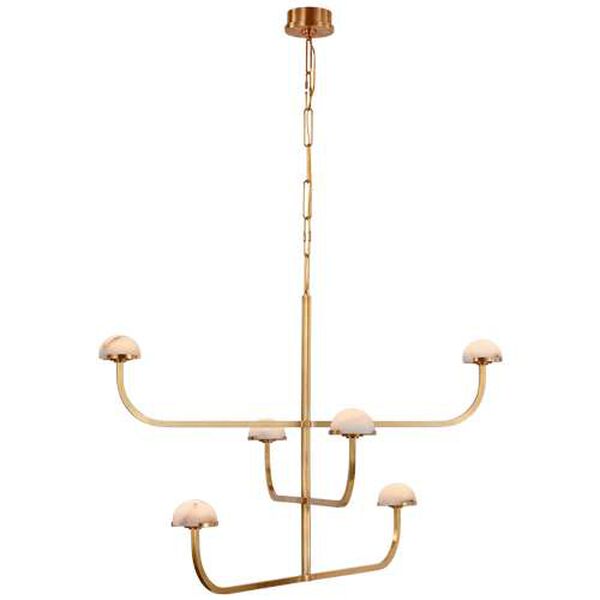 Pedra Burnished Brass Six-Light LED Three Tier Shallow Chandelier by Kelly Wearstler, image 1