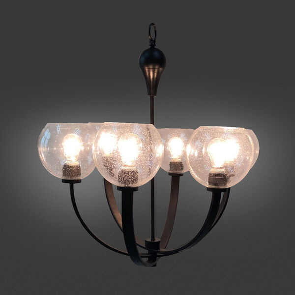 Orion Black Six-Light Chandelier with Clear Seeded Glass, image 3