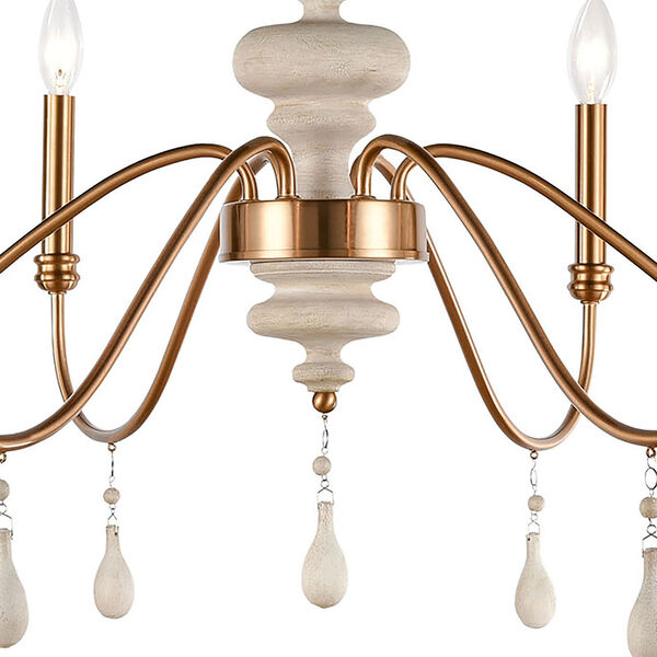 French Connection Satin Brass Six-Light Chandelier, image 4