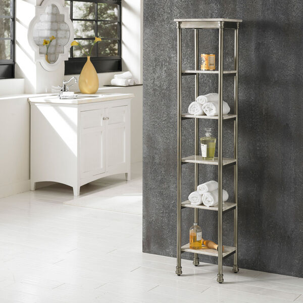 The Orleans Gray Powder-Coated Steel and Faux Marble Six Tier Tower, image 2