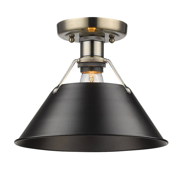 Orwell Aged Brass One-Light Flush Mount with Black Shade, image 2