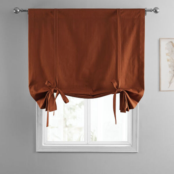 Bombay Rust Solid Cotton Tie-Up Window Shade Single Panel, image 3