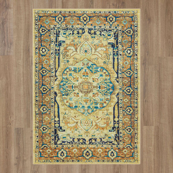 Sophea Yellow and Beige Rectangular: 7 Ft. 5 In. x 10 Ft. Ornamental Area Rug, image 2