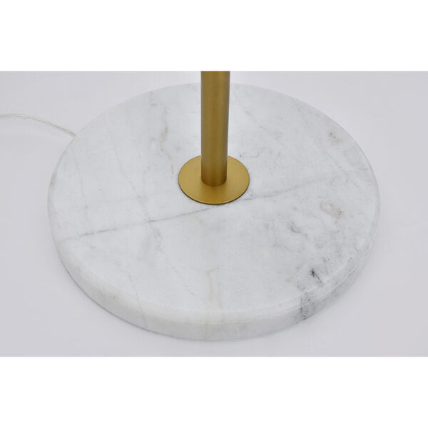 Eclipse Brass and Frosted White Three-Light Floor Lamp, image 6