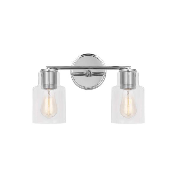 Sayward Chrome Two-Light Bath Sconce with Clear Glass by Drew and Jonathan, image 1