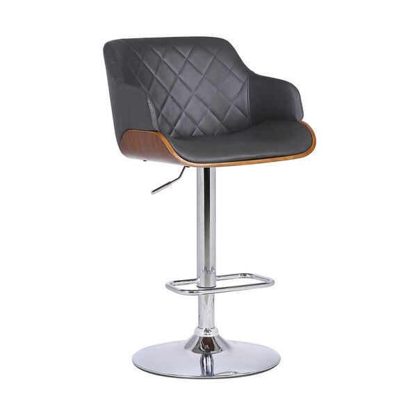 Toby Gray and Chrome 33-Inch Bar Stool, image 1
