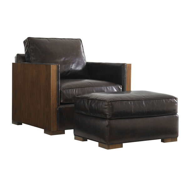 Tower Place Brown Edgemere Leather Ottoman, image 3