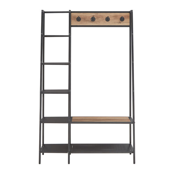 Marrow Matte Black Metal Coar Rack with Ladder Shelf, image 2