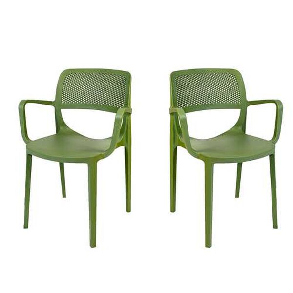 Mila Green Outdoor Stackable Armchair, Set of Four, image 1