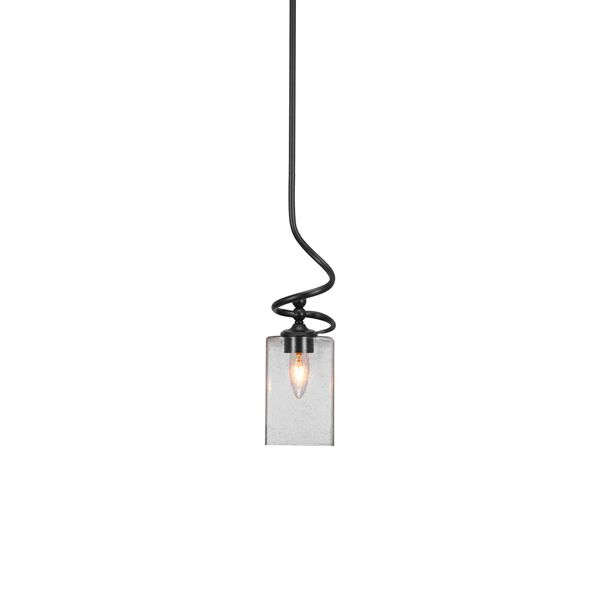 Capri Matte Black One-Light Mini Pendant with Four-Inch Clear Cylinder Bubble Glass, image 1