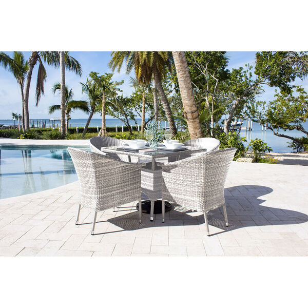 Athens Canvas Aruba Five-Piece Woven Armchair Dining Set with Cushions, image 3