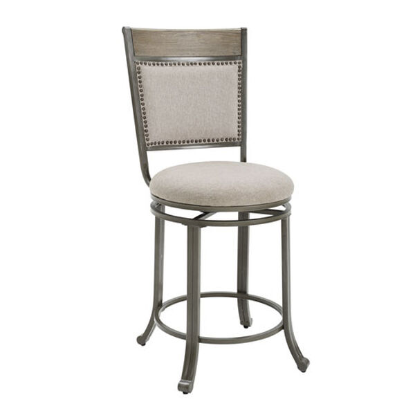 Mission Hills Pewter Swivel Counter Stool, image 1