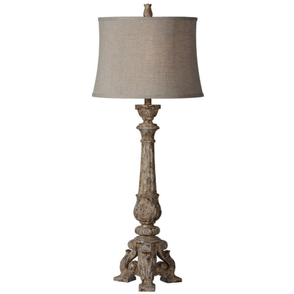 Sylvia Distressed Brown and Cream One-Light 41-Inch Buffet Lamp Set of Two, image 1