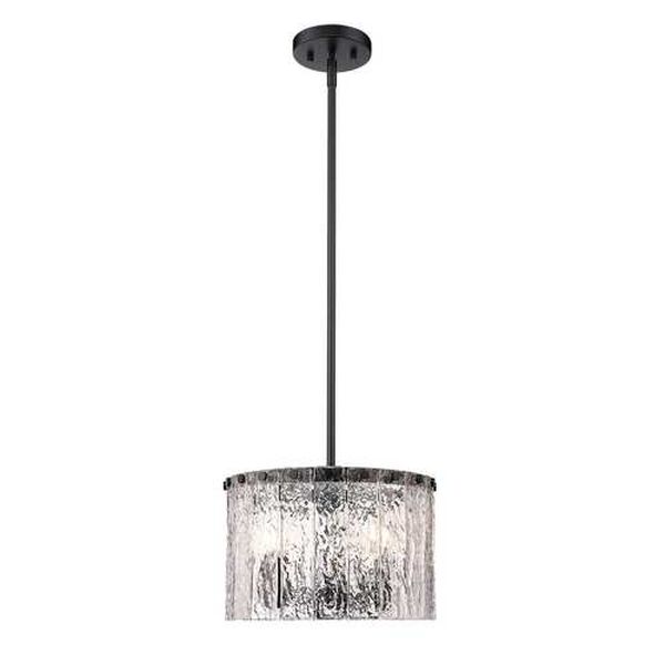 Glacier Matte Black Three-Light Pendant with Clear Glass Shade, image 1