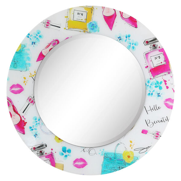 Beautiful Pink 36 x 36-Inch Round Beveled Wall Mirror, image 4