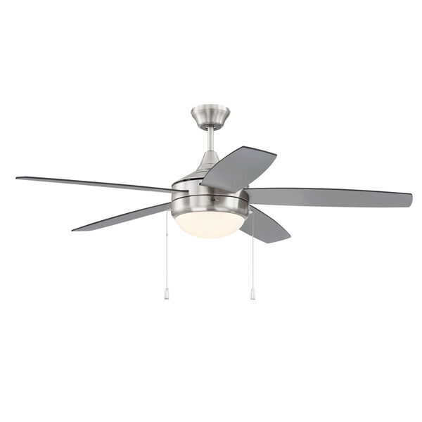 Phaze Brushed Polished Nickel 52-Inch Five-Blade Two-Light Ceiling Fan with Graywood Blade, image 2